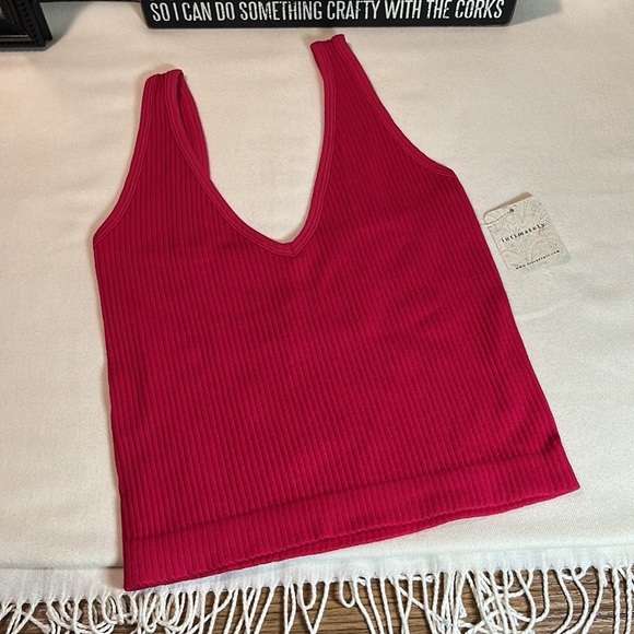 ✨Free People✨ NWT FP Intimately Solid Rib Brami “Cherry” Red Size XS-Small Cami - Picture 3 of 6